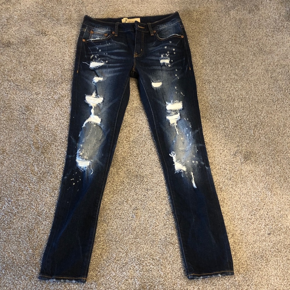 Rock Revival Dark Blue Distressed Skinny Jeans